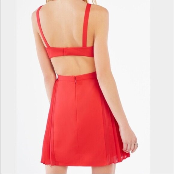 BCBGMaxAzria Brielle open back pleated red mini dress, Size 0, evening, party - Picture 2 of 10